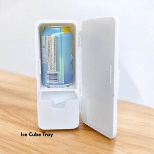 Novelty Mini Fridge with Ice Drawer: Portable Drink Cooler image 2