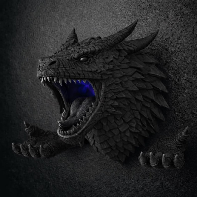 Ember Dragon RGB Gaming Wall Mount | Headphone & Controller Holder with LED Light image 3