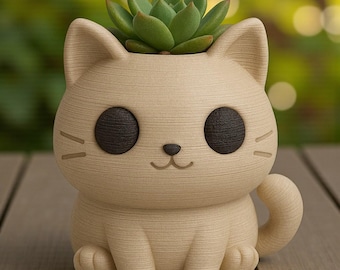 Vaso para suculentas em formato de gato | Decoração adorável para mesa