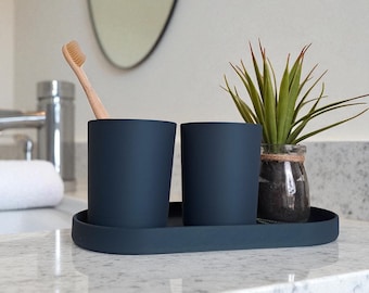 Zahnbürste Organizer | Zahnbürsten Halter mit Tassen & Tablett