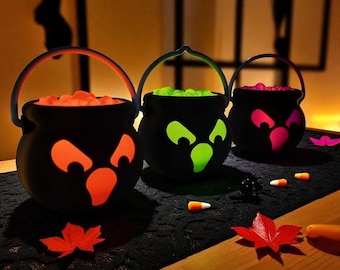 Spooky Cauldron Tea Lights | Halloween Cauldron LED Candle Holders | Witchy Table Decor