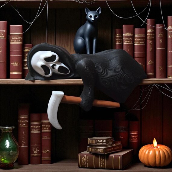 Spooky Grim Reaper Shelf Decor: Halloween Edge Sitter - Etsy