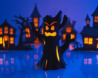 Spooky Monster Tree Light: Halloween Tabletop Lantern