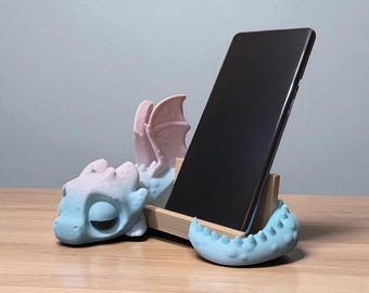 Soporte para teléfono con diseño de dragón durmiente: decoración de escritorio de fantasía, regalo para amantes de los dragones