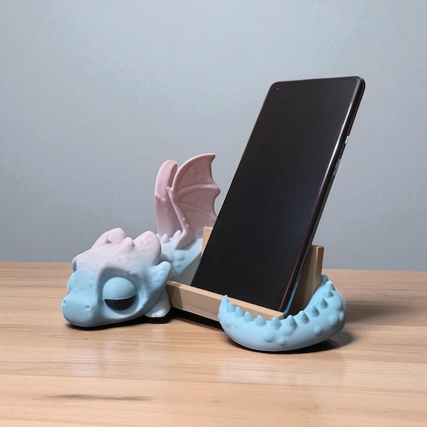 Sleeping Dragon Phone Stand: Fantasy Desk Decor, Dragon Lover Gift