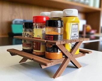 Mini Picnic Table Condiment Holder: BBQ Party Organizer