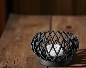 Voronoi Tea Light Holder: Geometric Candle Tray, Modern Decor