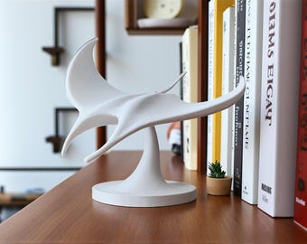 Escultura de manta raya / Decoración de estante de manta raya oceánica / Estatua de animal marino