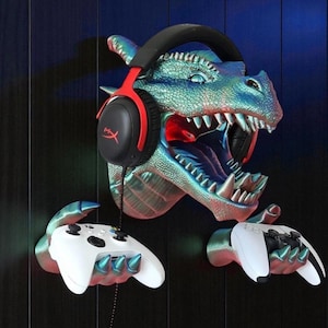 Dragon Gaming Wall Mount | RGB Headphone & Controller Holder | Dragon Gamer Decor