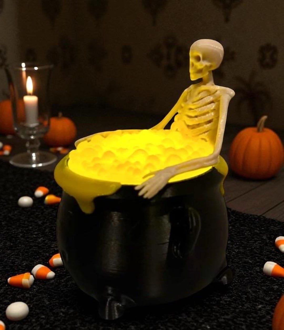 Skeleton Spa Skeleton Spa Tea Light Holder | Witch Cauldron Candle Decor | Spooky ...