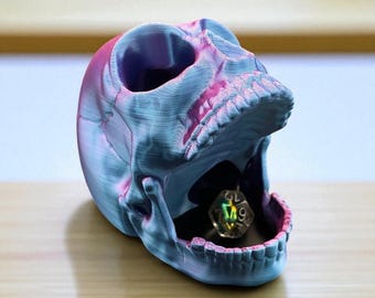 Tour de dés crâne | Rouleau de dés effrayant pour le MDN et le TTRPG | Accessoire de table gothique