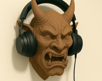 Soporte para auriculares Oni / Máscara de demonio japonesa de pared