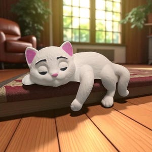Sleeping Cat Figurine | Shelf Decor, Desk Sitter image 1