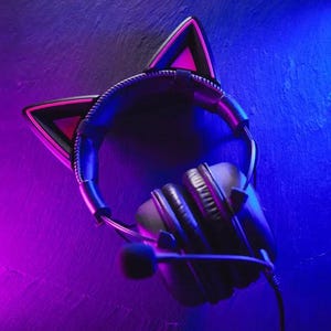 Cat Ear Headset Attachment | Cute Cat Ears for Gaming Headphones | Kawaii Gamer Accessory | Animal Ear Covers | Gift for Cat Lovers