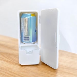 Novelty Mini Fridge with Ice Drawer: Portable Drink Cooler