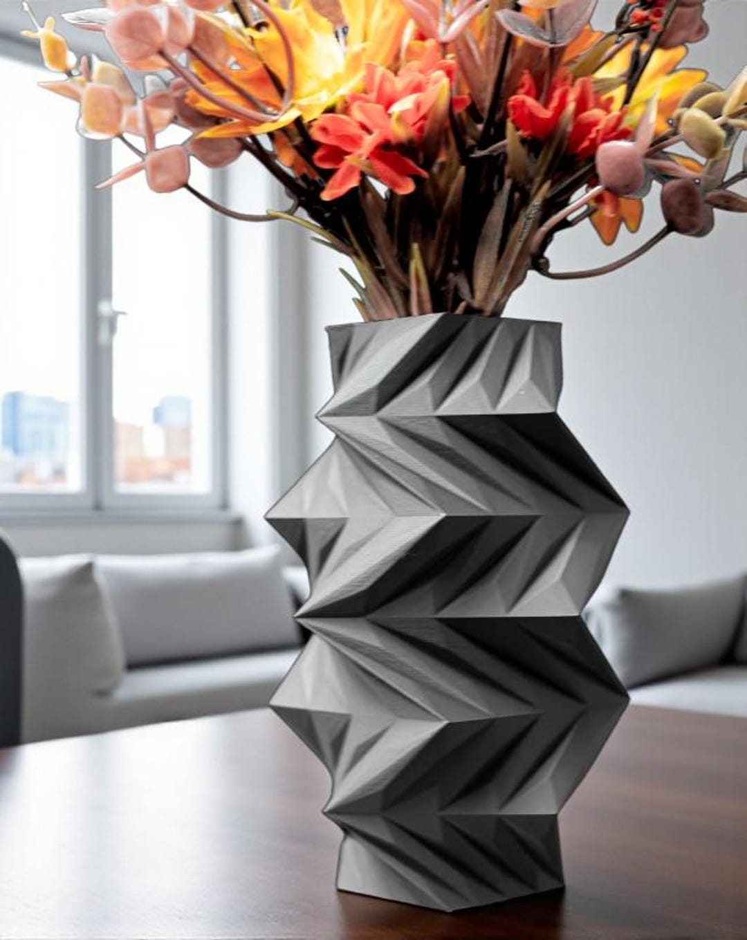 モダンな幾何学模様の花瓶：ねじれたデザイン、彫刻的な装飾 - Etsy 日本