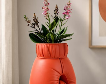 Jarrón con forma de guante de boxeo / Jarrón con forma de flor de boxeador / Adorno para el hogar con temática deportiva