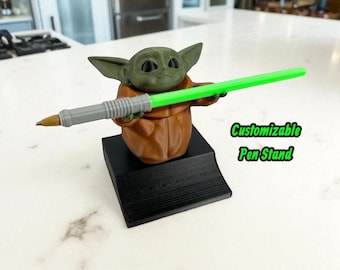 Grogu-pennenhouder met lichtzwaardpen | Baby Yoda-bureauopberger