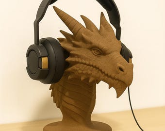 Dragon Headphone Stand | Dragon Head Headset Holder | Fantasy Gaming Desk Decor