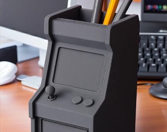 Arcade Machine Pencil Holder | Retro Arcade Pen Stand | Gamer Desk Organizer