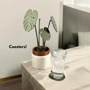 Magnetic Monstera Plant Coasters: Cottagecore Coffee Table Decor