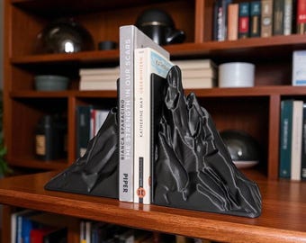 Mountain Shaped Bookends | Modern Mountain Design Bookend Set | Rustic Book Organizer