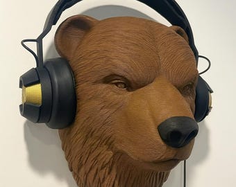 Soporte de pared para auriculares con forma de oso: soporte para auriculares gamer