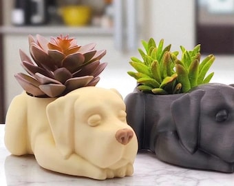 Labrador vetpot: Black & Chocolate Lab Dog plantenbak
