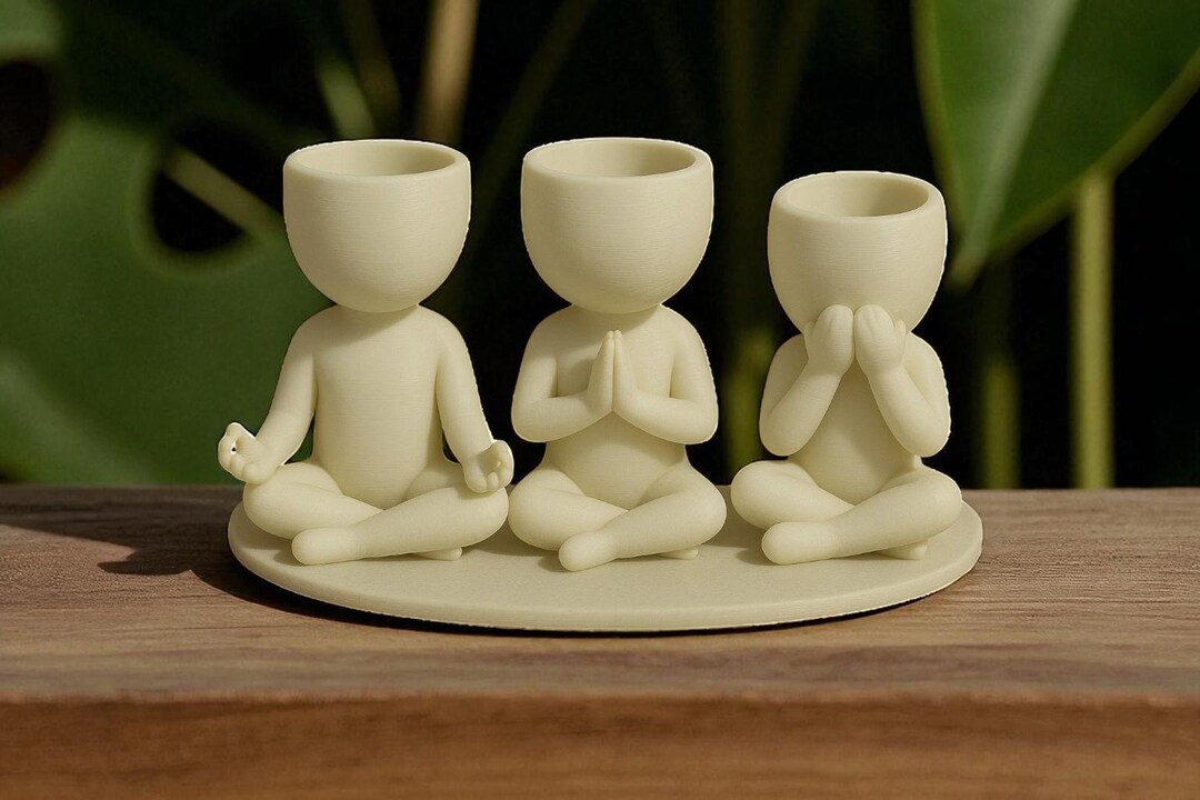Meditating Trio Succulent Pots | Yoga Succulent Planters | Zen ...