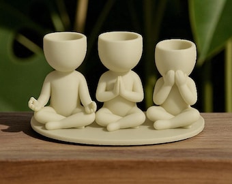 Meditatie Trio Succulente Potten | Yoga succulente plantenbakken | Zen-meditatie plantenhouders