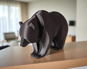 Estatua de oso geométrica minimalista: decoración moderna para estanterías