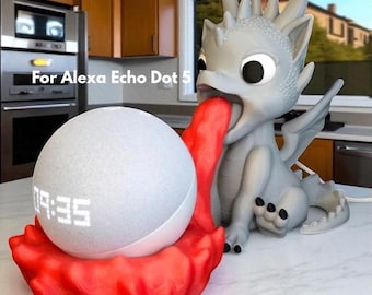 Suporte para Echo Dot 5 Dragão de Fogo: Suporte Fantasia para Alexa