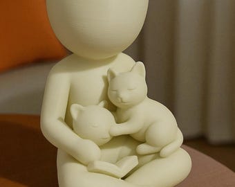 Acquista Vaso per fiori in ceramica a forma di gattino, vaso per piante grasse con porta di drenaggio, design unico, stile minimalista, porta bonsai per animali, contenitore per fiori in Italia a