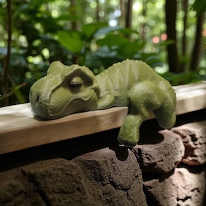 Sleeping Shelf T-Rex Figurine | Cute Dinosaur Shelf Sitter | T-Rex Desk Decor | Gift for Dino Lovers