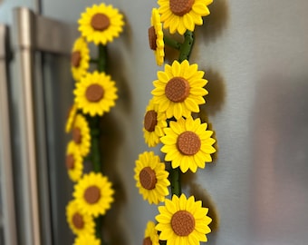 Sunflower Vine Fridge Magnets: Removable Flower Kitchen Decor