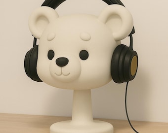 Chibi Bear Headphone Stand | Gamer Desk Decor