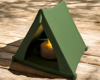 Camping Tent Tea Light | Tent Candle Holder | Camping Decor | Tea Light Tent Display | Cozy Camp Light | Outdoor Lover Gift