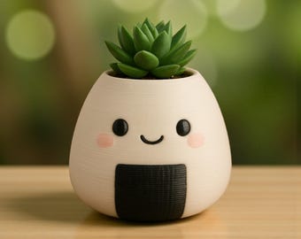 Kawaii Onigiri Succulent Pot | Japanese Decor, Mini Planter