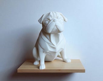 Pug Statue | Modern Dog Shelf Figurine | Dog Lover Gift