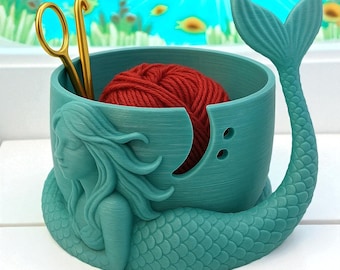 Mermaid Yarn Bowl: Fantasy Ocean Crochet Knitting Holder