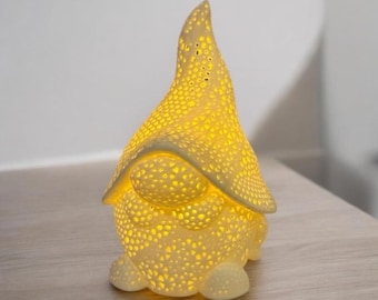 Gnome Tea Light Holder | Garden Gnome Light | Cozy Gnome Decor | Electric Gnome Night Light | Whimsical Tea Light Display