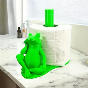 Whimsical Frog Toilet Paper Holder: Bathroom Decor Accessory image 1