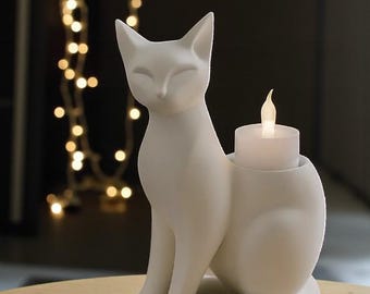 Kattljushållare: Nyckfull LED-ljusstaty, Dekor för kattälskare