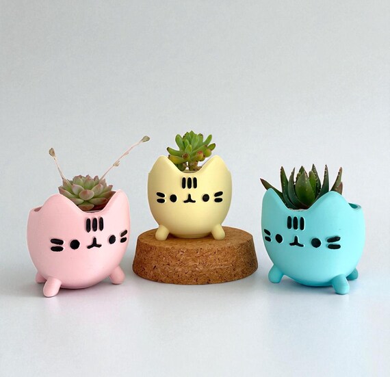 TAODAN Vaso Per Piante Grasse A Forma Di Gattino - Ceramica Fatta A Mano, Simpatico Regalo Per Piante Piccole