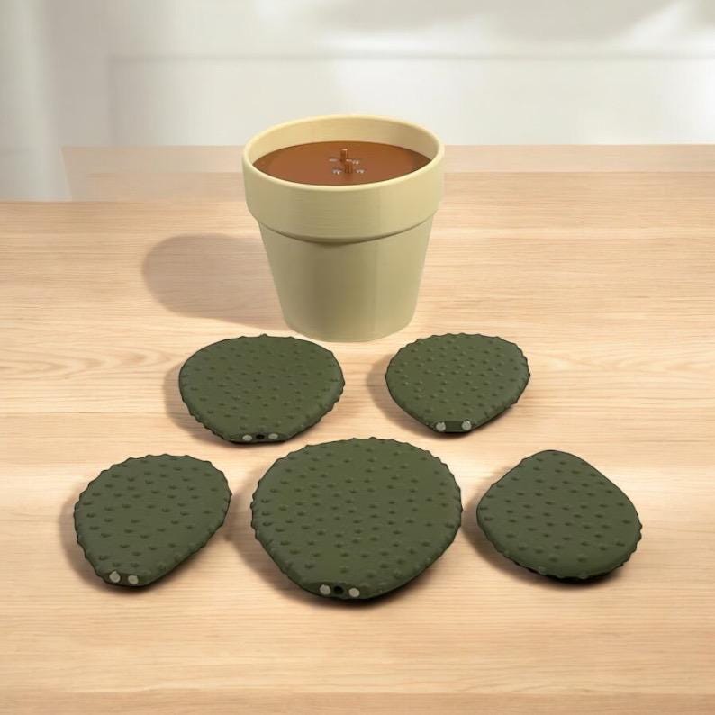 Magnetic Cactus Coaster Set: Quirky Plant Coasters image 4