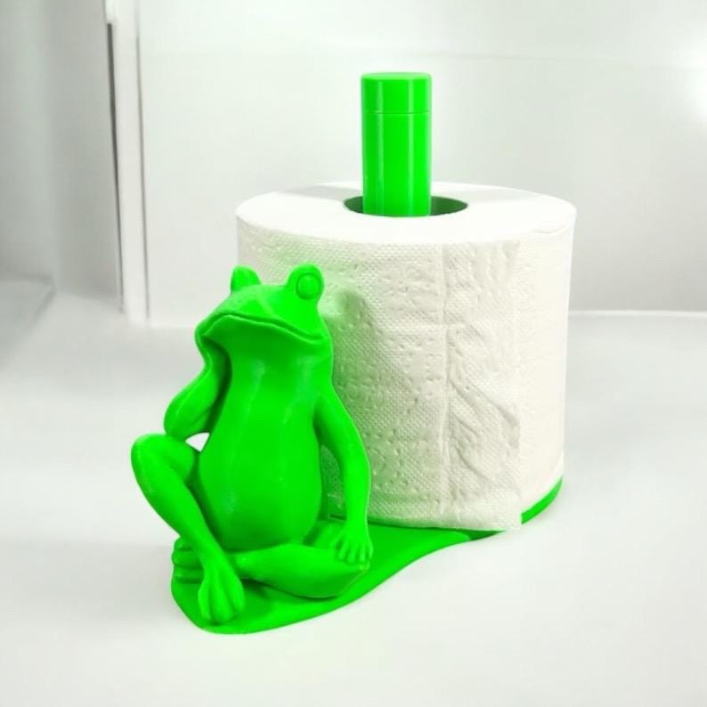 Whimsical Frog Toilet Paper Holder: Bathroom Decor Accessory image 2