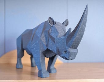 Geometric Rhino Figurine | Low Poly Modern Shelf Decor - Etsy