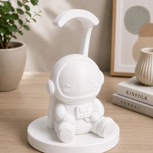 Hörlursstativ för sömnig astronaut | Hållare för rymdspelsskrivbordsdekoration bild 4