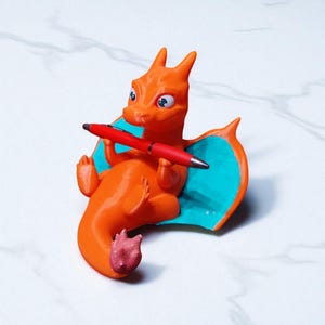 Charizard Pen Holder | Laying Charizard Pen Stand | Desk Organizer for Fans | Fun Office Pen Display