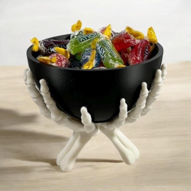 Skeleton Hands Halloween Candy Bowl: Spooky Party Decor image 3
